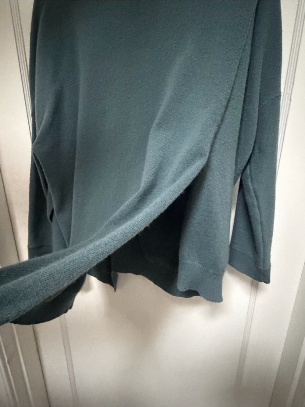 Inhabit Women’s Cashmere Asymmetrical Sweater in Teal - Picture 3 of 4
